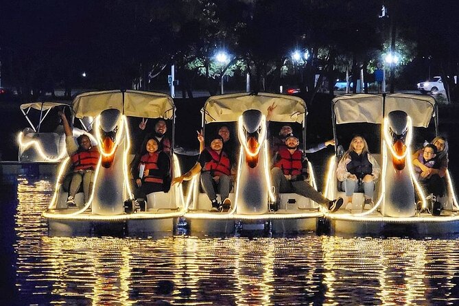 Illuminated Swan Boat Night Ride on Rainbow Lagoon - The Views You’ll Actually Care About: Rainbow Harbor at Night