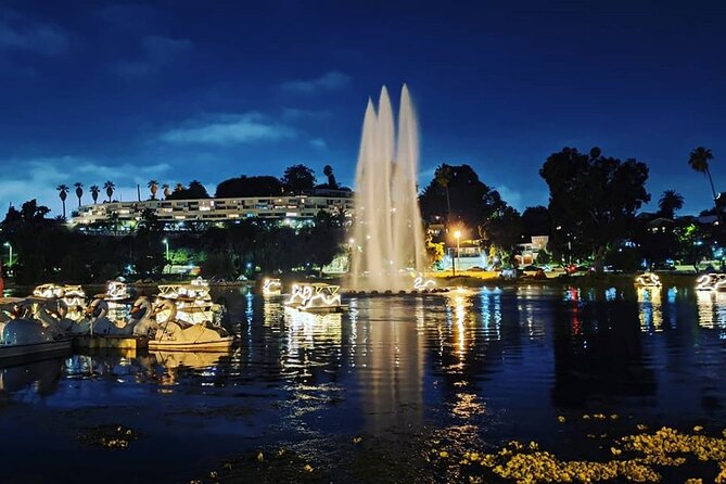 Swan Boat Night Ride at Echo Park Lake - Safety and comfort: water-quality signs and fountain mist